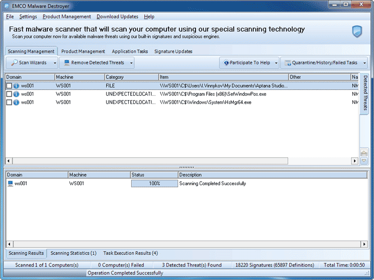 Virus Scan Results