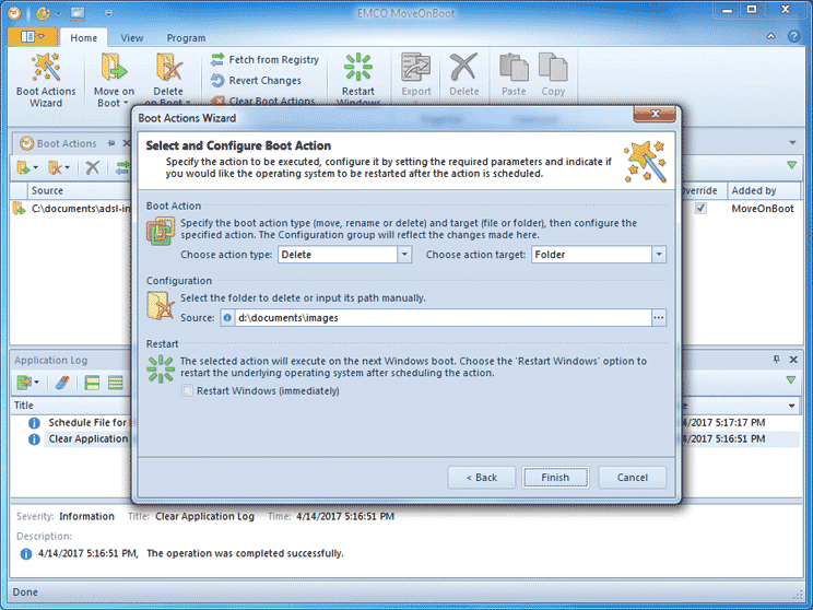 Boot Actions Wizard